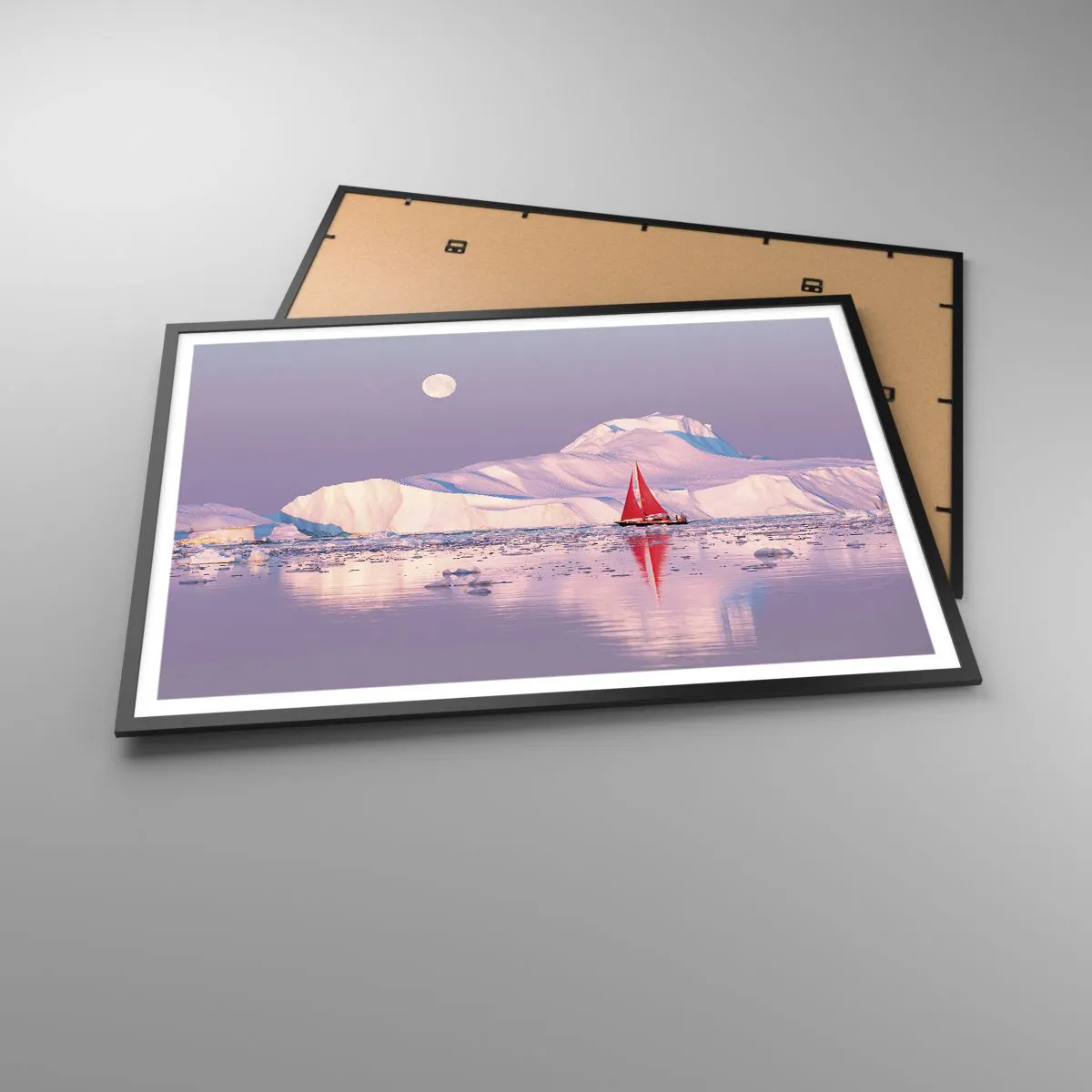 Pôster com moldura preta - O calor da vela, a frieza do gelo - 100x70 cm