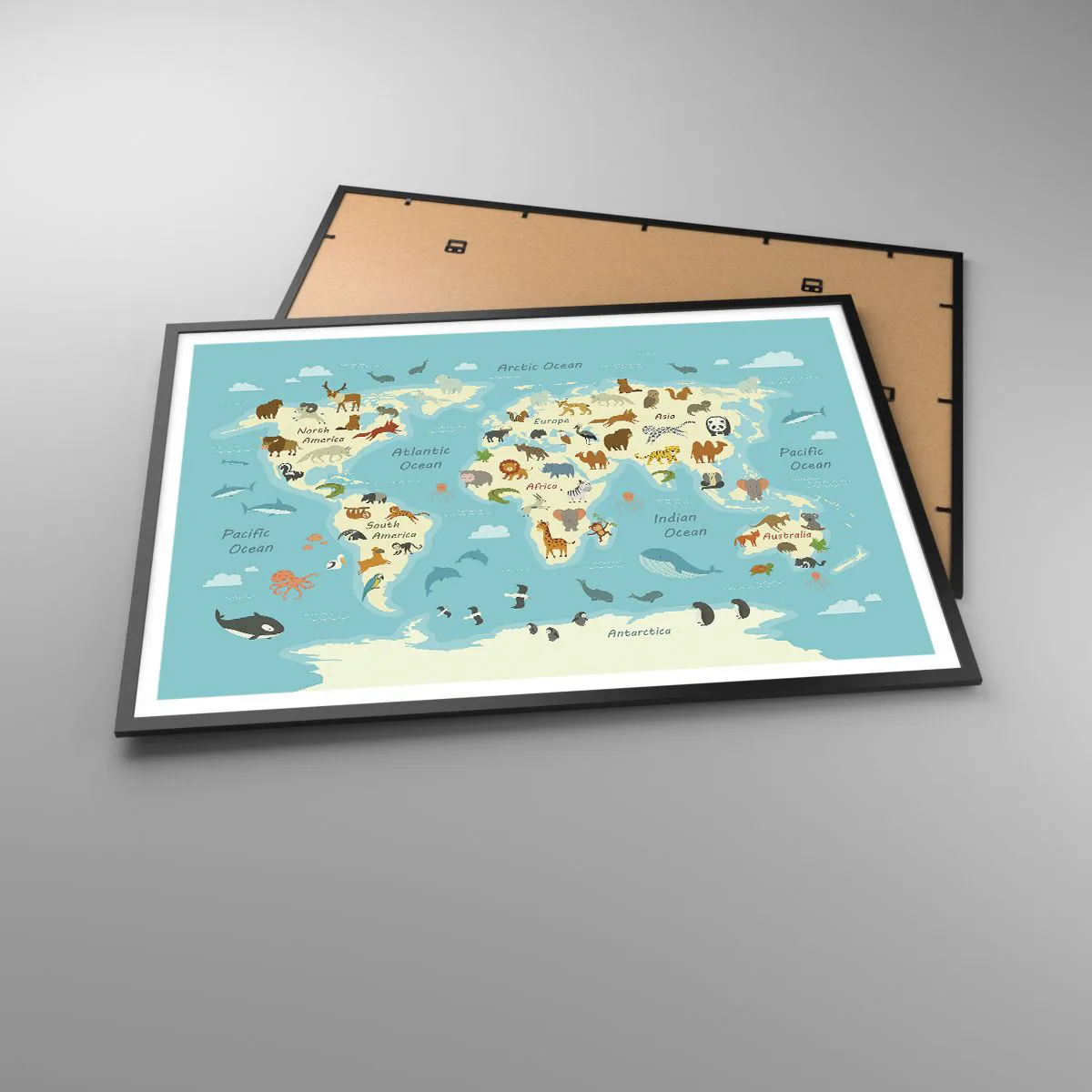 Plakat i sort ramme - Gode naboer - 100x70 cm