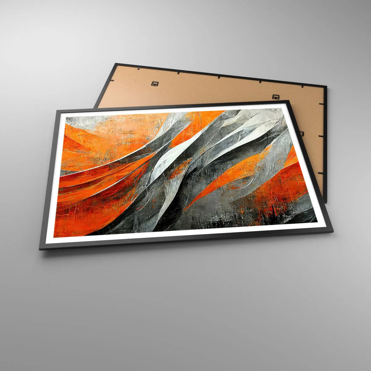 Pôster com moldura preta - Calor e frio - 100x70 cm