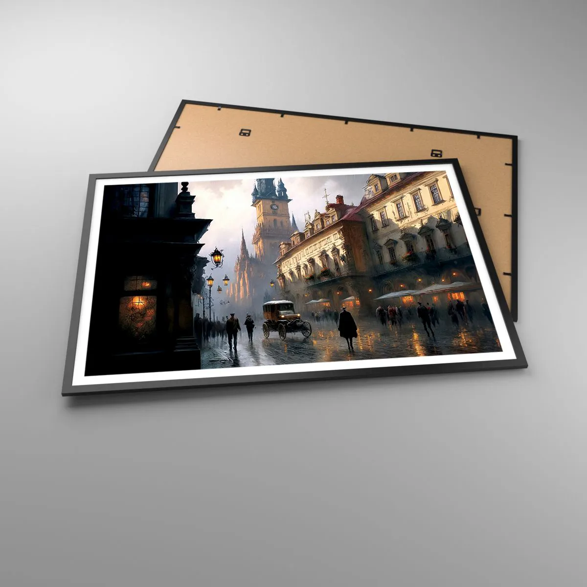 Affisch i svart ram - Magin under en kväll i Prag - 100x70 cm