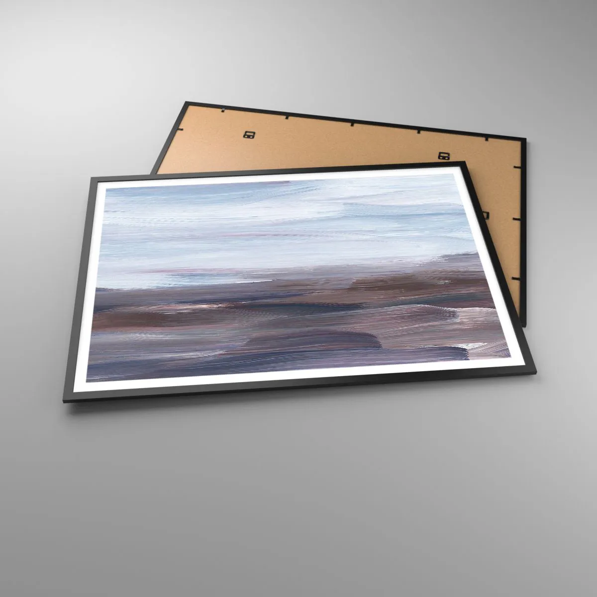 Affiche dans un cadre noir - Poster - Une abstraction subtile aux traits délicats dans des tons pastel. - 100x70cm - Éléments : eau - Décoration murale moderne pour le salon et la chambre ARTTOR