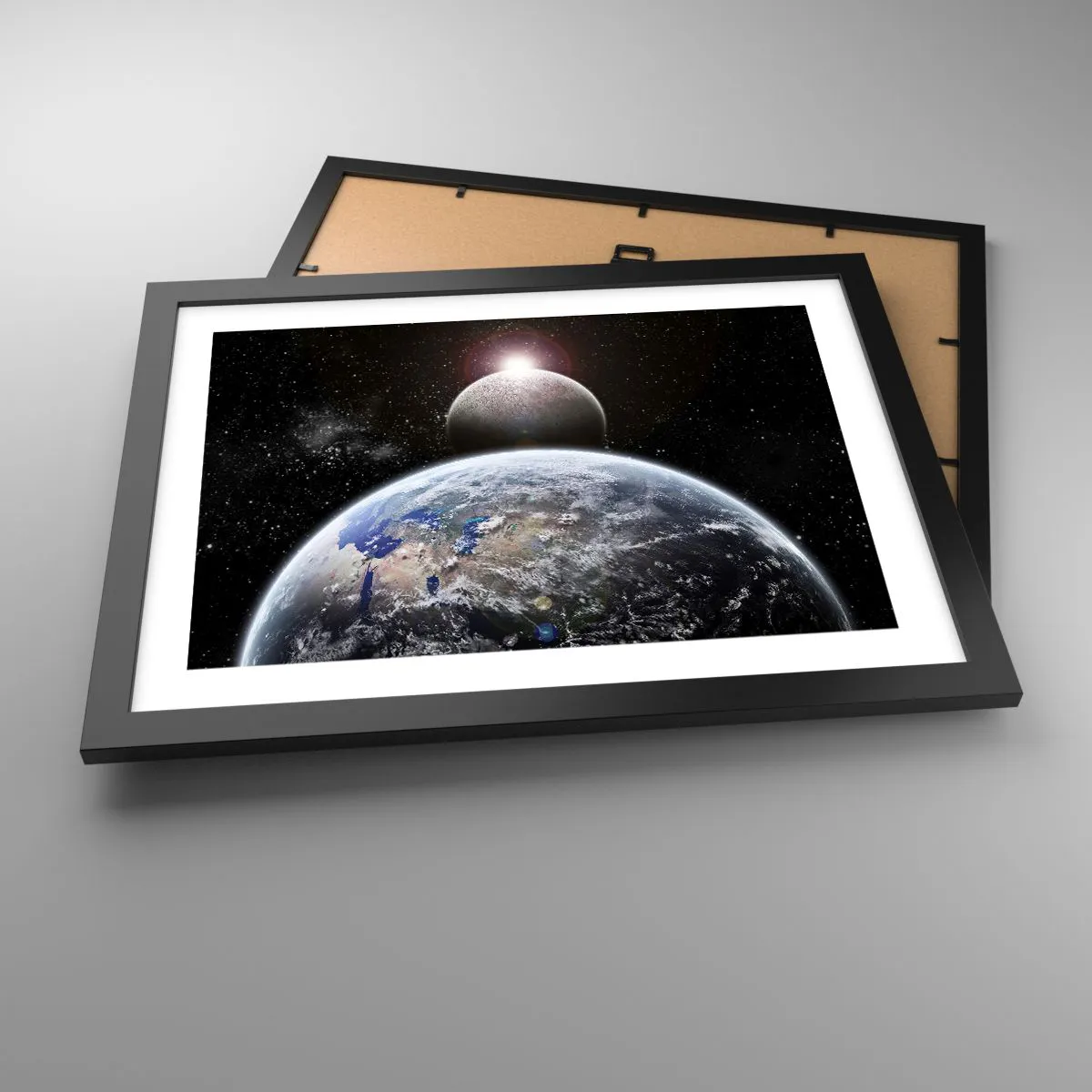 Plakat i sort ramme - Kosmisk landskab - solopgang - 40x30 cm