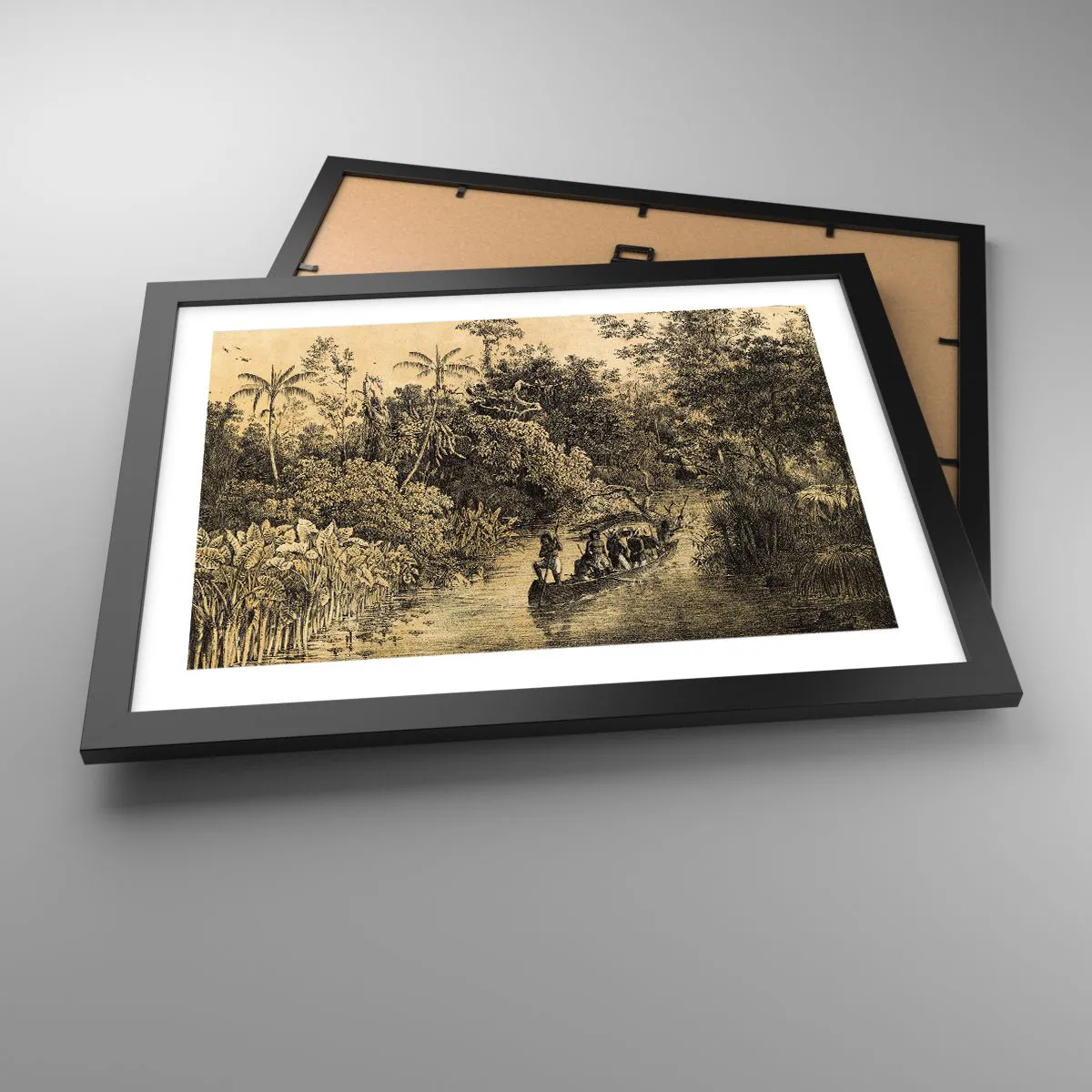 Póster en marco negro - Expedición a la fuente - 40x30 cm