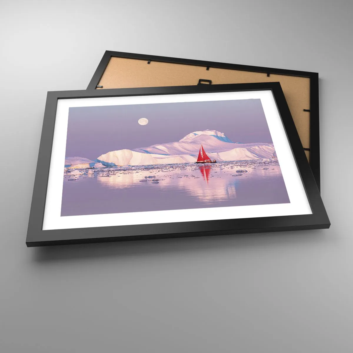 Plakat i sort ramme - Sejlets varme, isens kulde - 40x30 cm