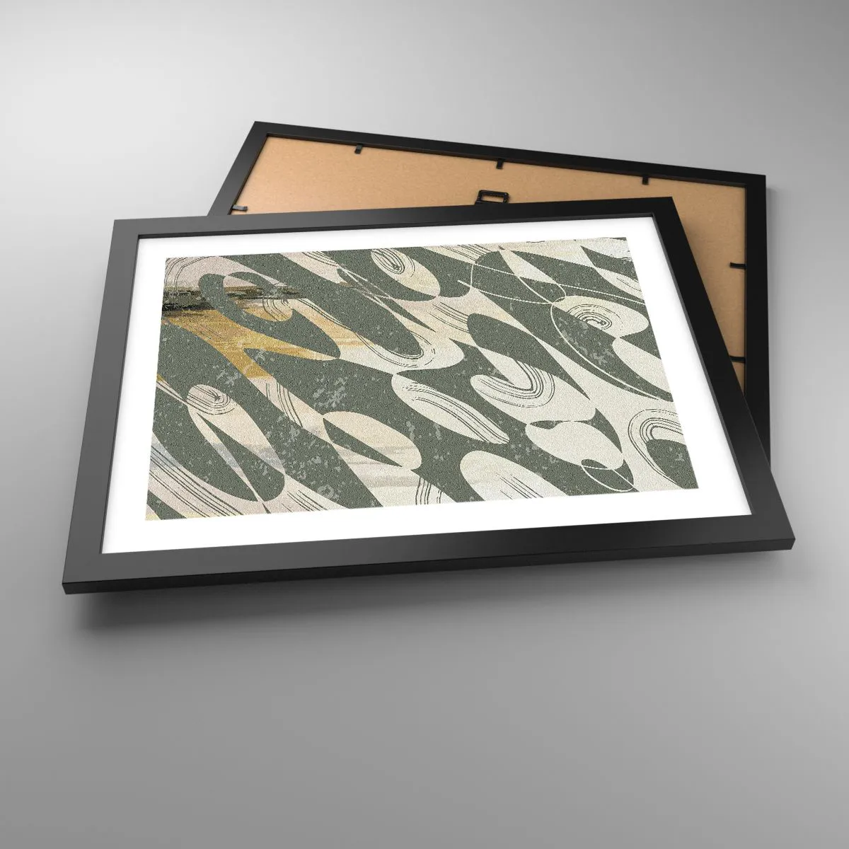 Poster in een zwarte lijst - Ritmische abstractie - 40x30 cm