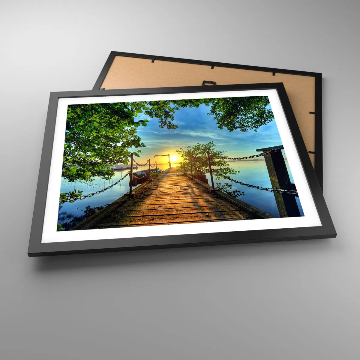 Plakat i sort ramme - Mod vest ved vandet - 50x40 cm