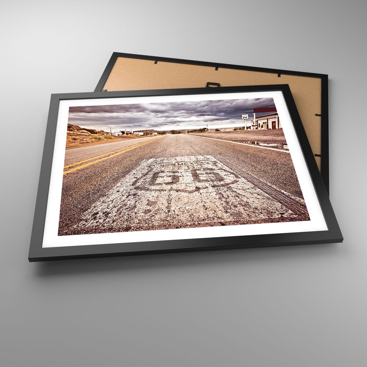 Affiche/Poster Déco Murale 50x50 Cm - Thème Route 66 USA Vintage - Style Rétro Voyage - Impression Papier - Neuf - Marque ARTTOR