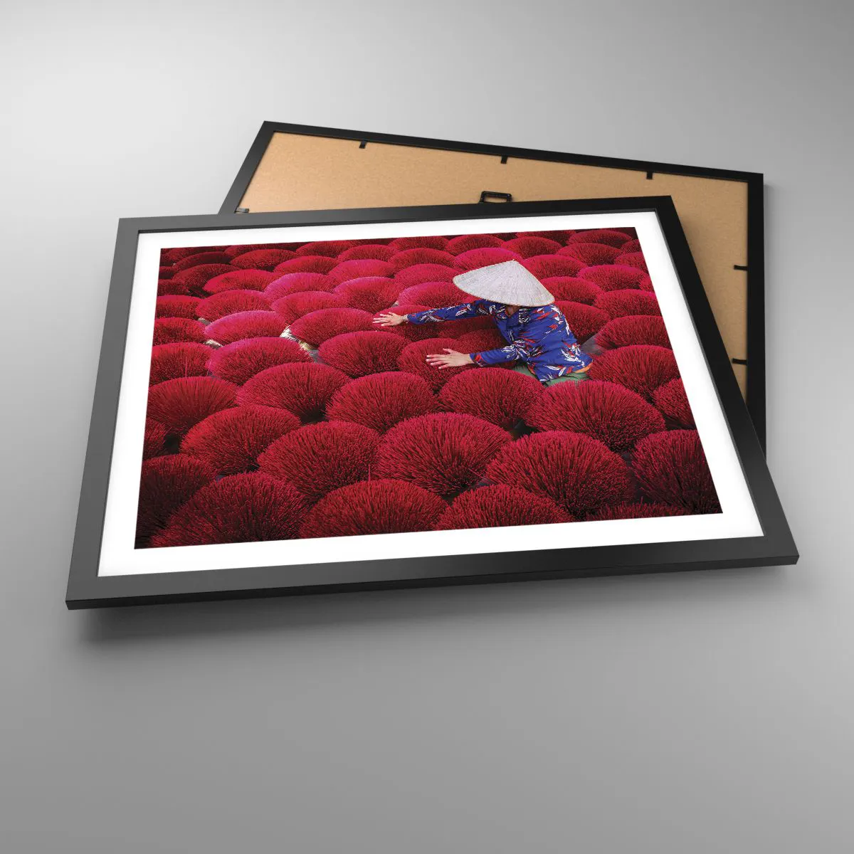 Plakat i sort ramme - I en rismark - 50x40 cm