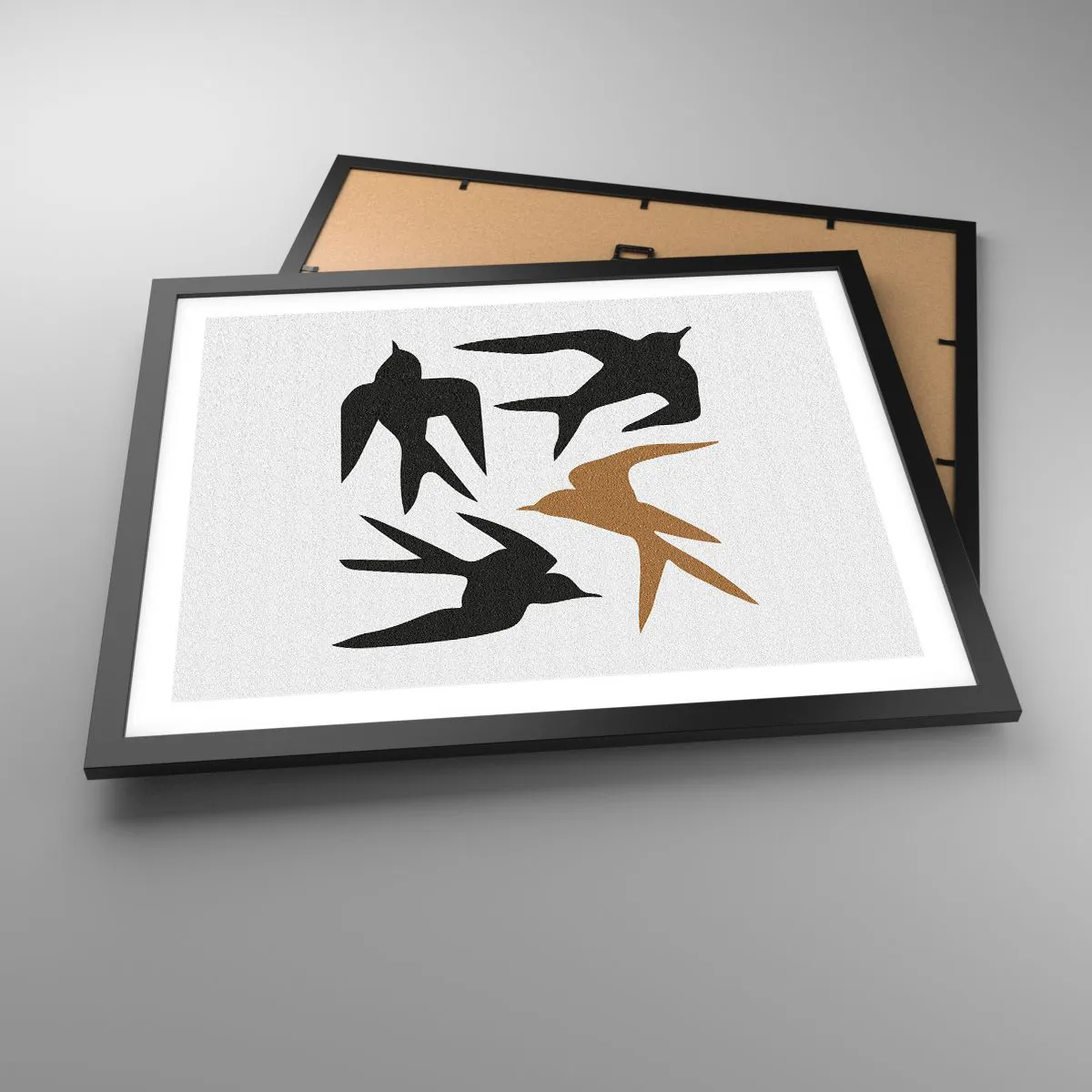 Poster in een zwarte lijst - Zwaluwen spel - 50x40 cm