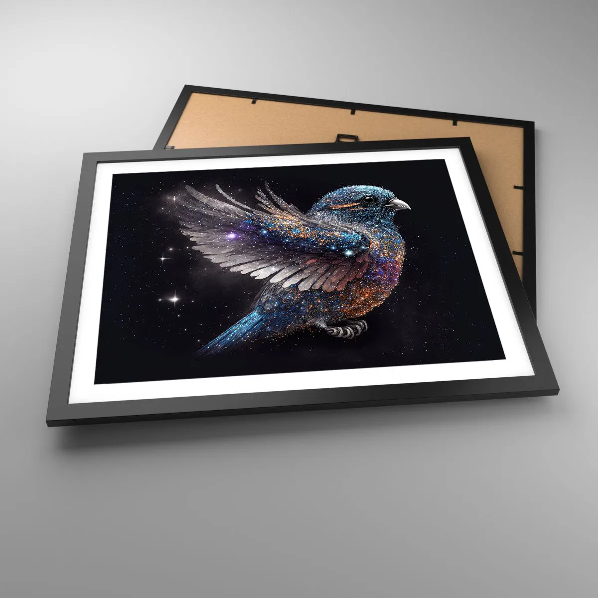 Plakát v černém rámu - Diamantový vrabec - 50x40 cm