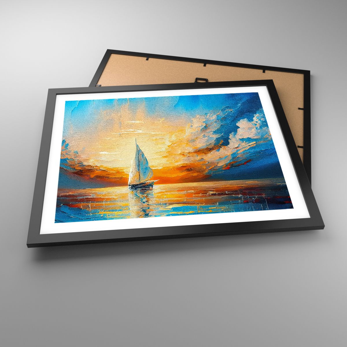 Poster Paysage Marin 50x40cm - ARTTOR, Tableau Voilier, Déco Murale Moderne