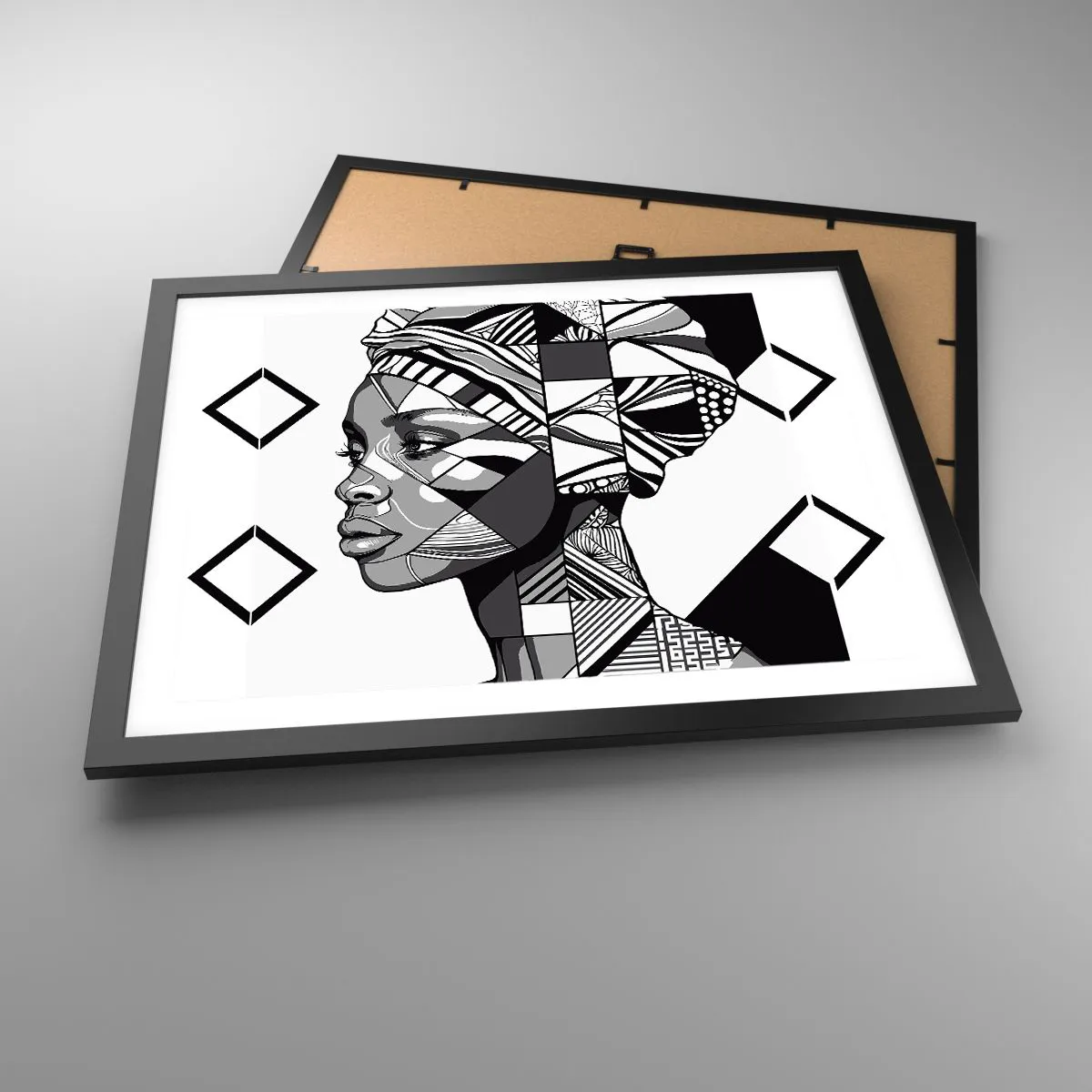 Pôster com moldura preta - Retrato étnico - 50x40 cm