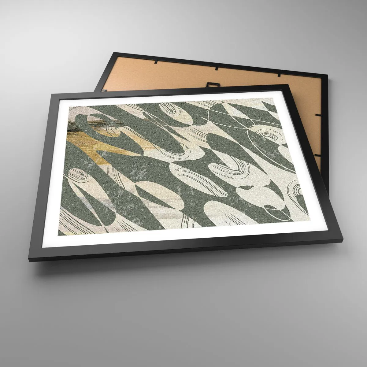 Poster in een zwarte lijst - Ritmische abstractie - 50x40 cm