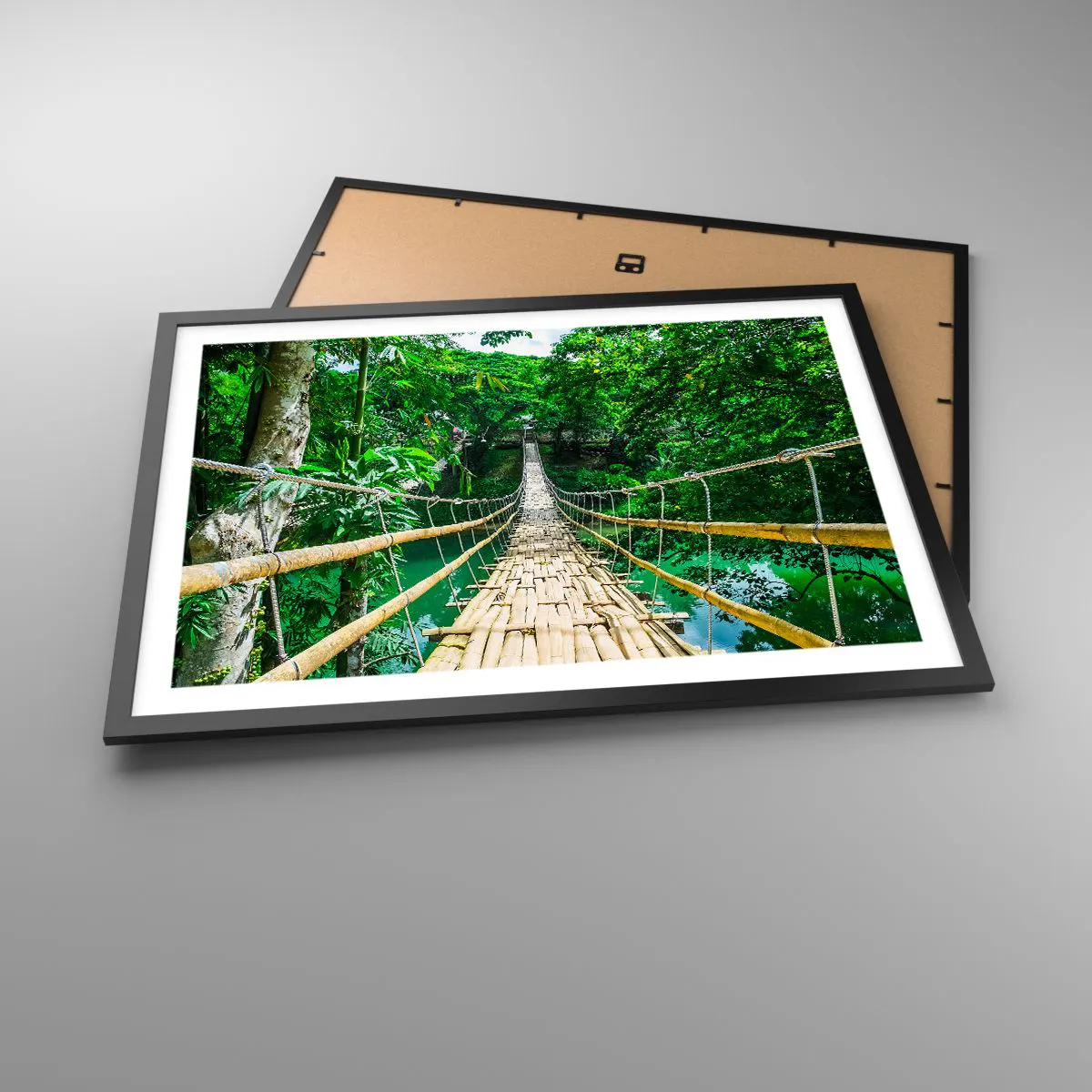 Poster in black frame - Small Bridge over the Green - 70x50 cm