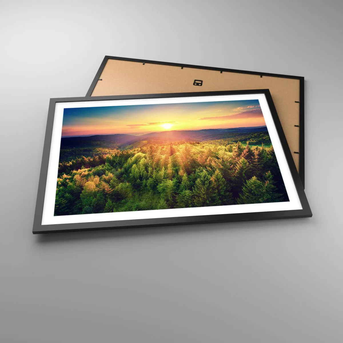 Plakat i sort ramme - Toppe og bjergtoppe - 70x50 cm