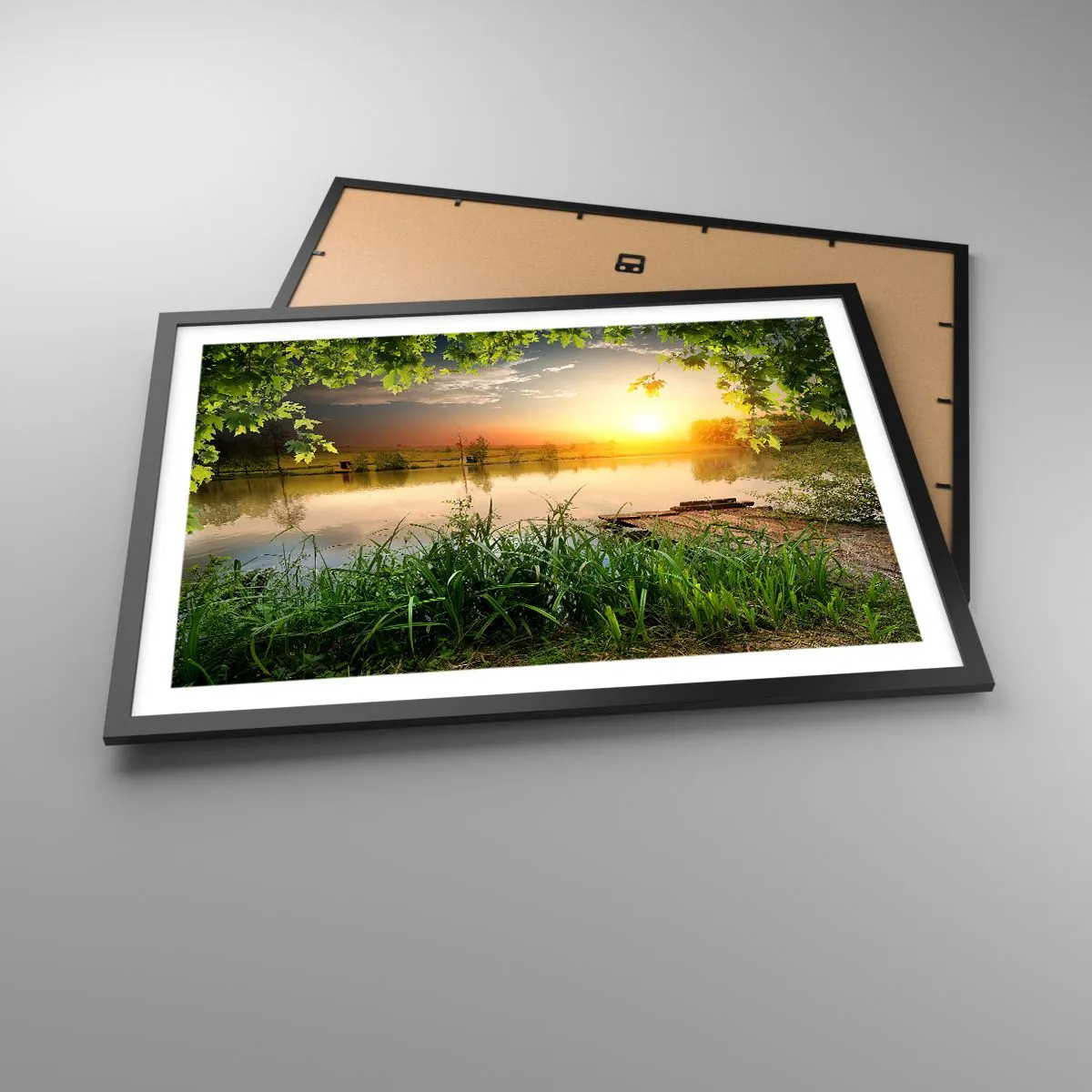 Plagát v čiernom ráme - Krajina v zelenom ráme - 70x50 cm