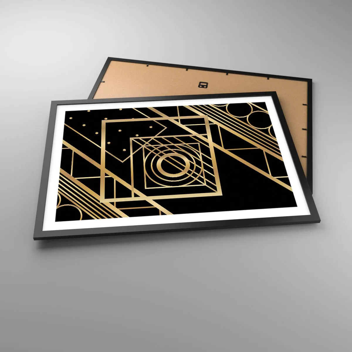 Affisch i svart ram - Gyllene geometri - 70x50 cm