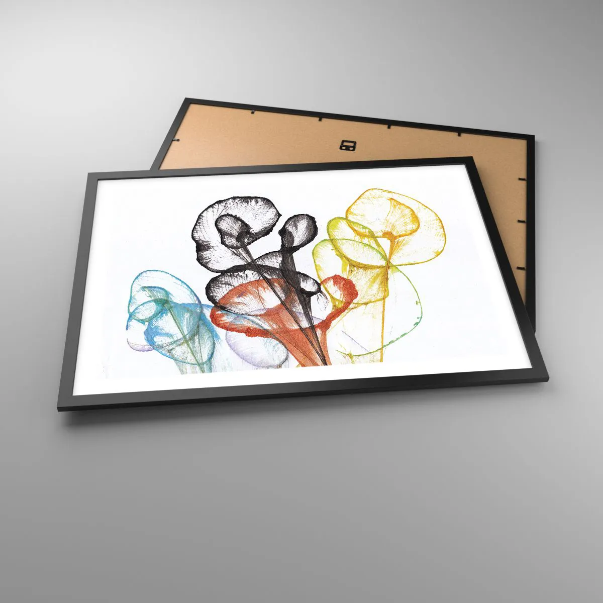 Pôster com moldura preta - Flores com alma - 70x50 cm