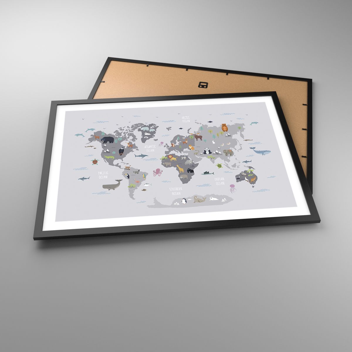Affiche Carte Du Monde, Affiche Animaux, Affiche Continents, Affiche Pour Les Enfants, Affiche La Science