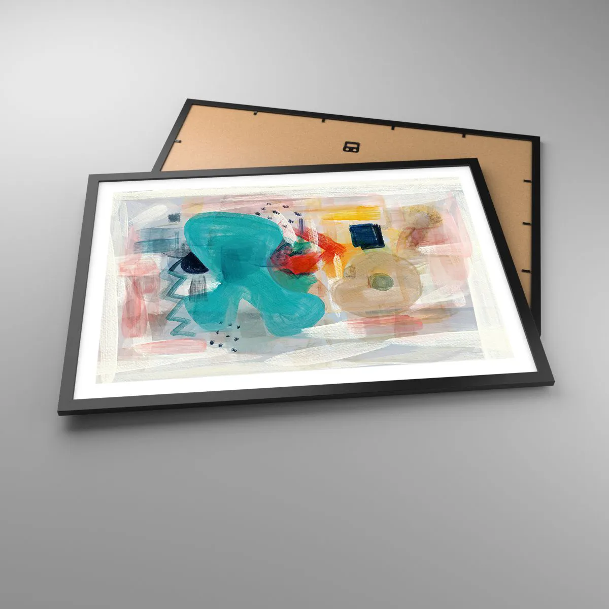 Plakat i sort ramme - Et farverigt spil - 70x50 cm