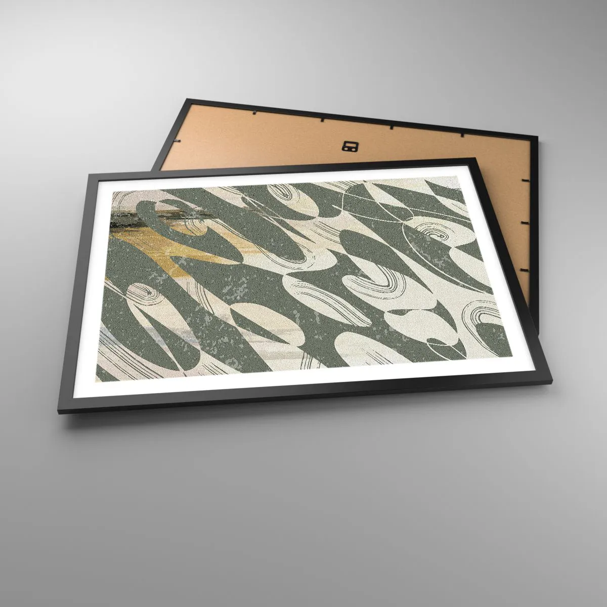 Poster in een zwarte lijst - Ritmische abstractie - 70x50 cm