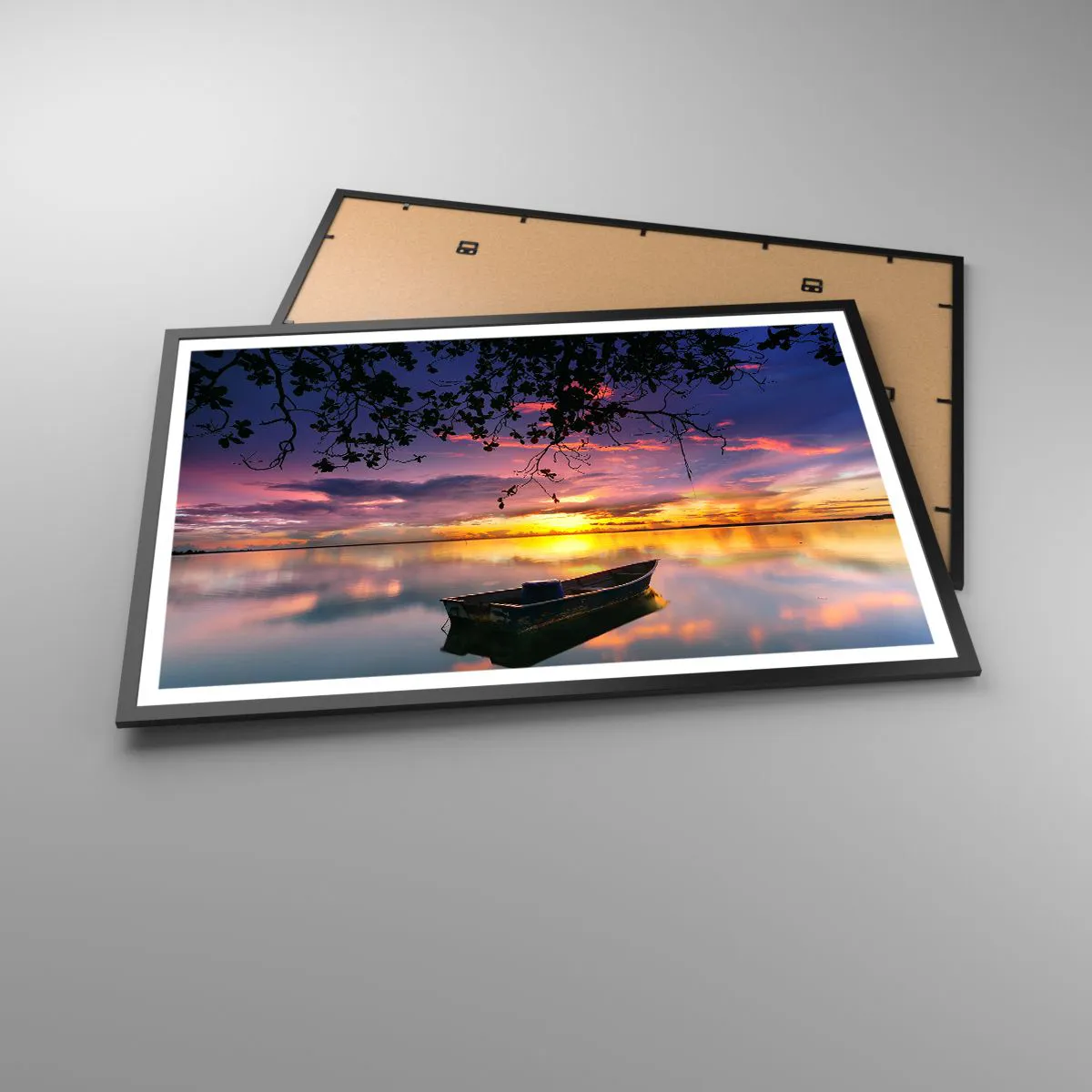 Poster in einem schwarzem Rahmen - Du scheinst mitten am Himmel zu hängen... - 91x61 cm