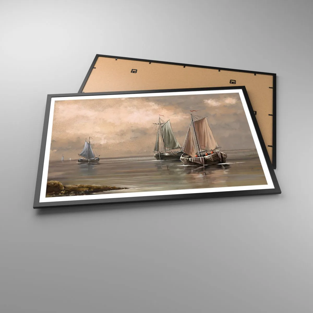 Affiche dans un cadre noir - Poster - Le retour des marins - 91x61 cm