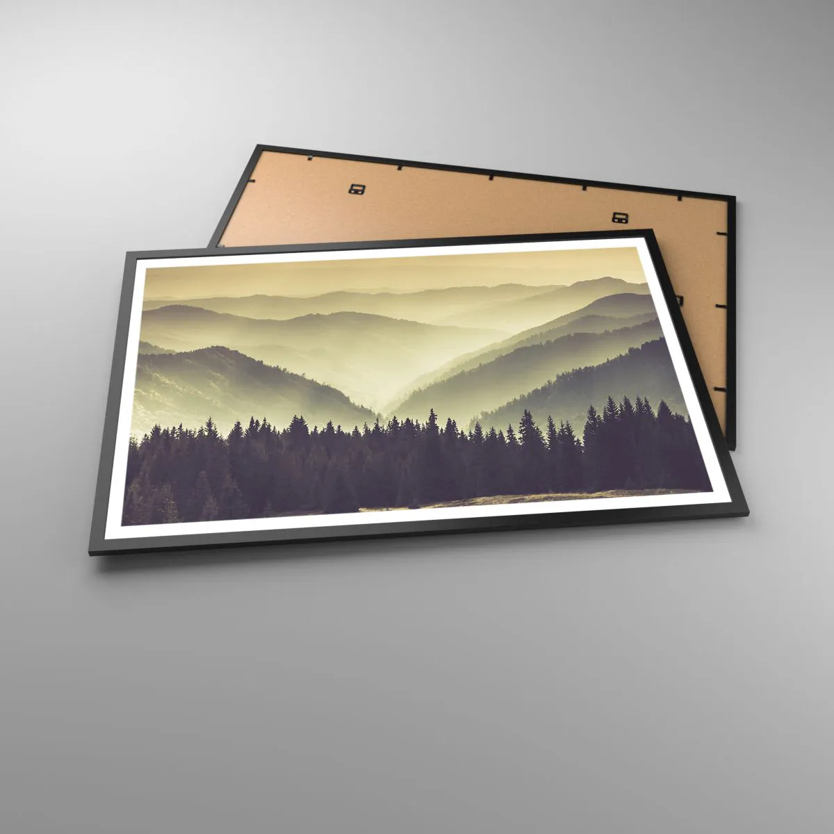 Pôster com moldura preta - Atrás das sete montanhas... - 91x61 cm