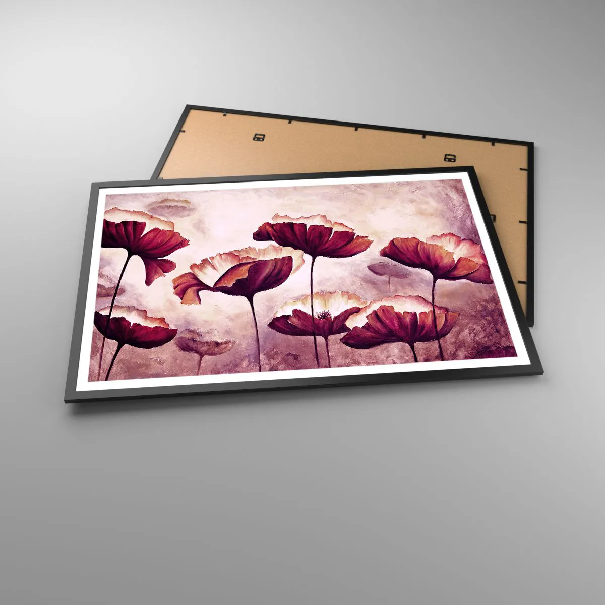 Poster in black frame - Red and White Flake - 91x61 cm