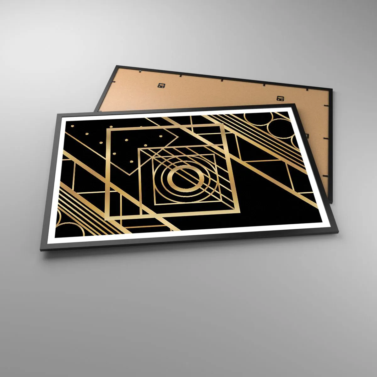 Poster in cornice nera - Geometria dorata - 91x61 cm