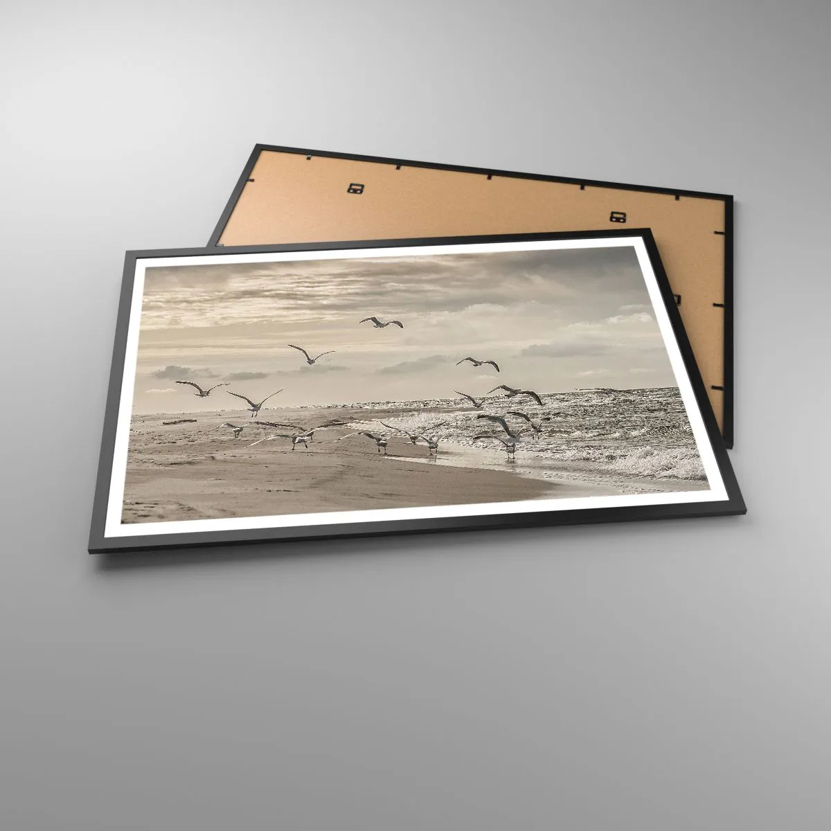 Plagát v čiernom ráme - Šumenie mora, spev vtákov - 91x61 cm