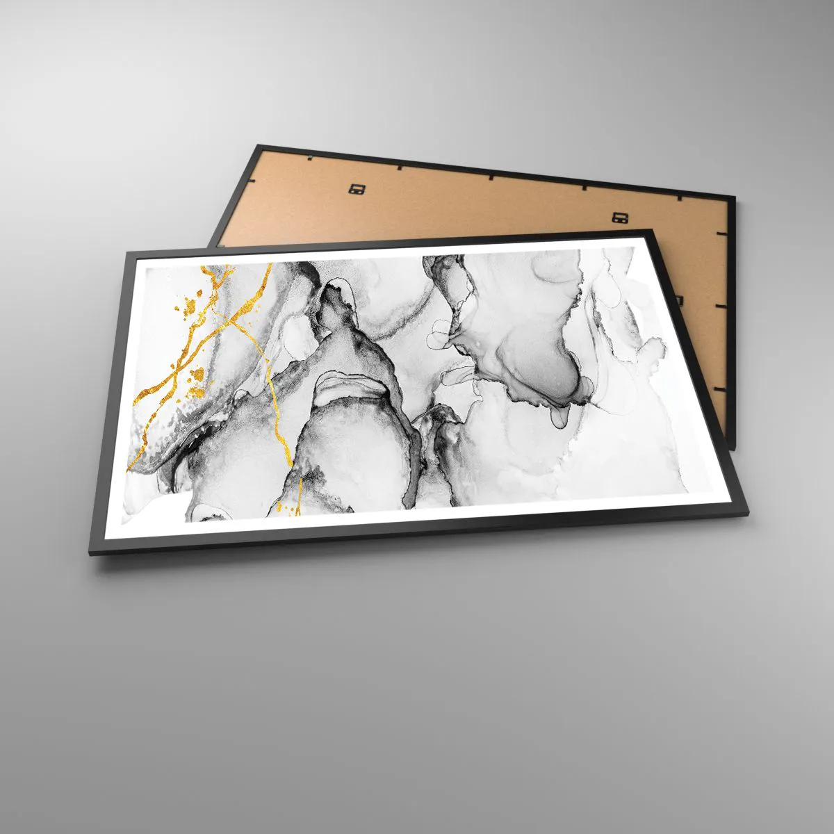 Poster in einem schwarzem Rahmen - Komposition mit Goldmotiv - 91x61 cm