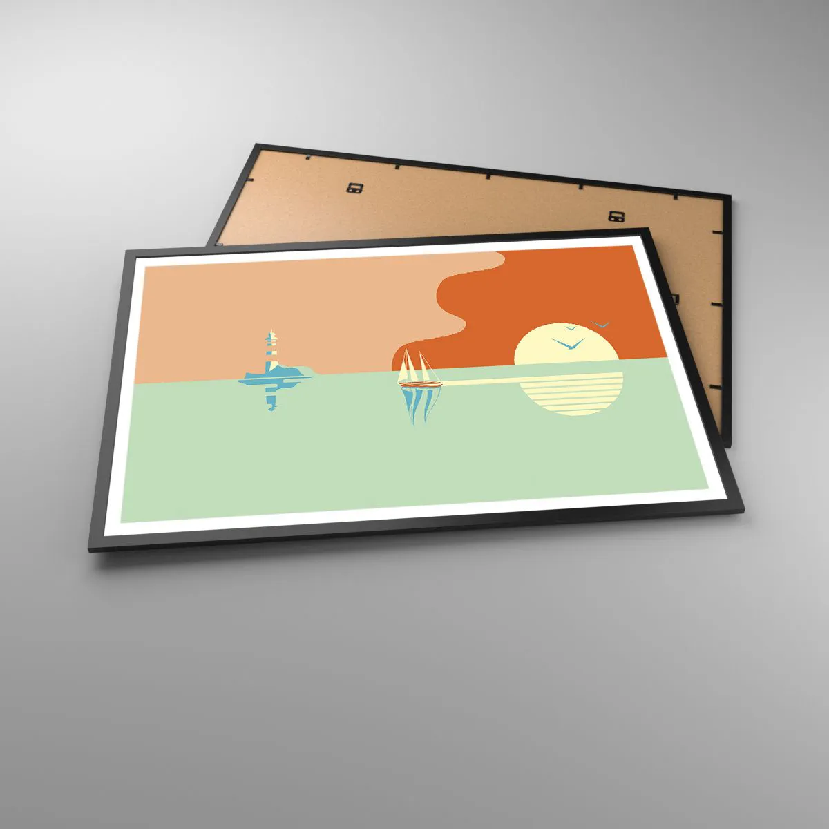 Affisch i svart ram - Perfekt havslandskap - 91x61 cm