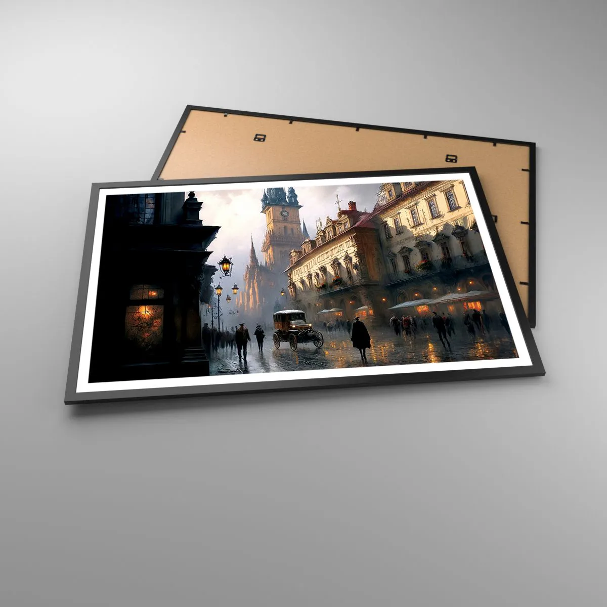 Plakat i sort ramme - Magien i en aften i Prag - 91x61 cm