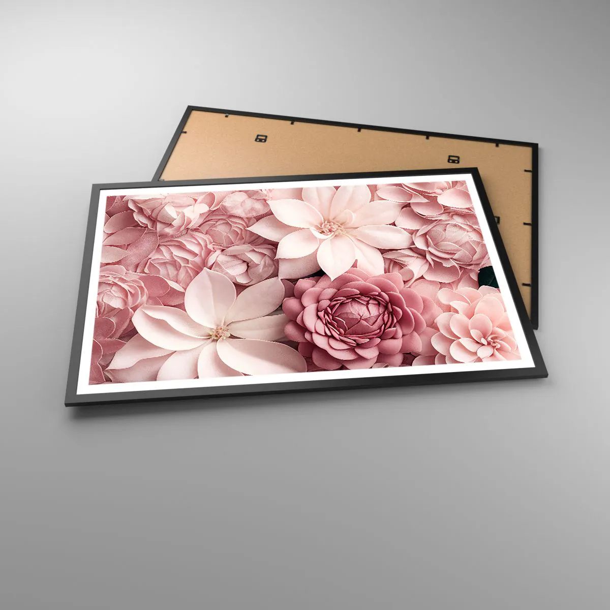 Poster in einem schwarzem Rahmen - In rosa Blütenblättern - 91x61 cm