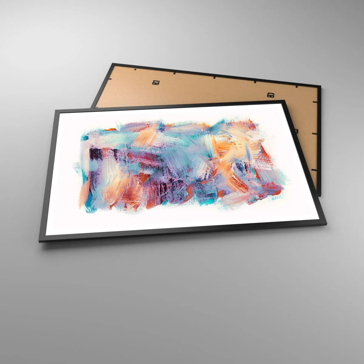 Pôster com moldura preta - Uma bagunça colorida - 91x61 cm