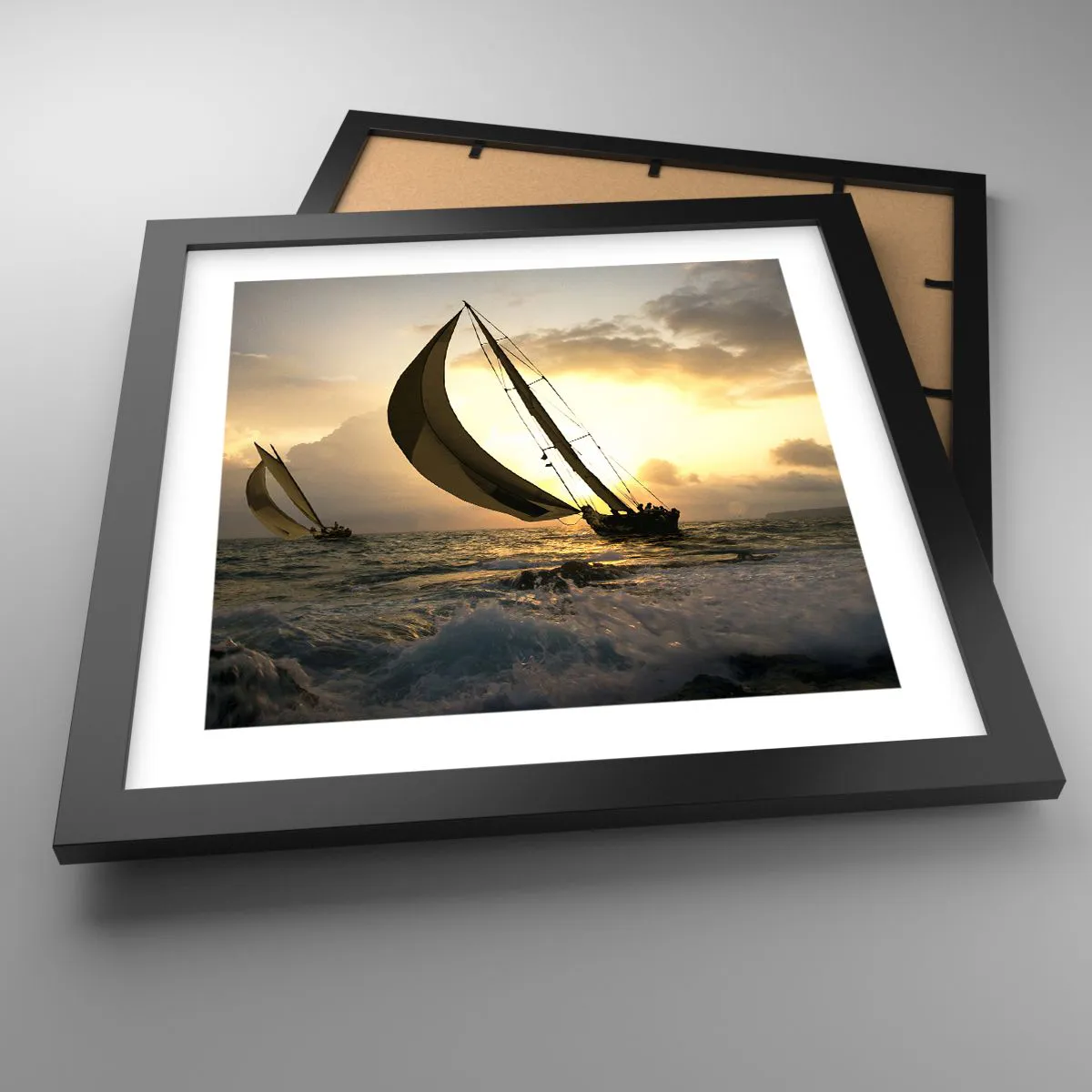 Plakat i sort ramme - I medvind og modvind - 30x30 cm