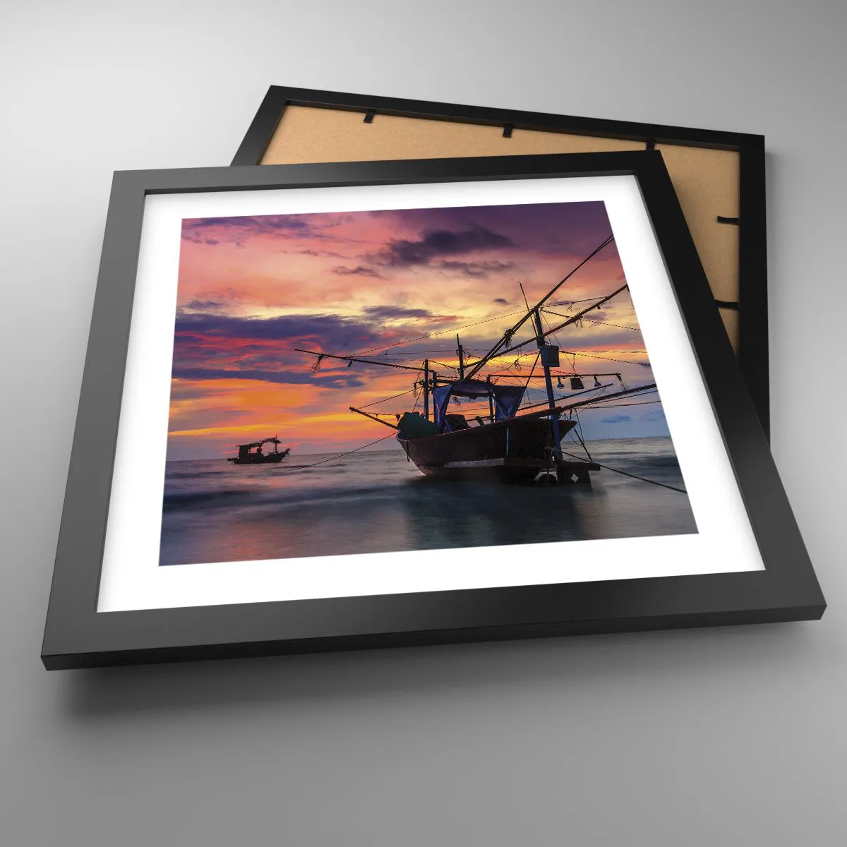 Plagát v čiernom ráme - Exotický večer - 30x30 cm