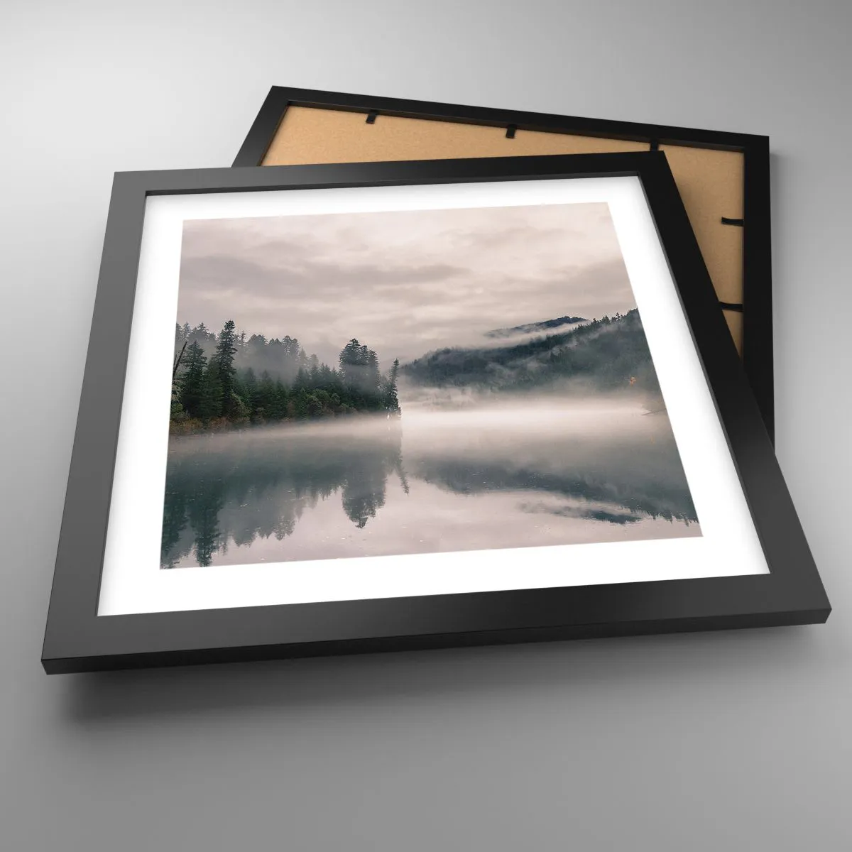 Plakat i sort ramme - I drømmen, i tågen - 30x30 cm