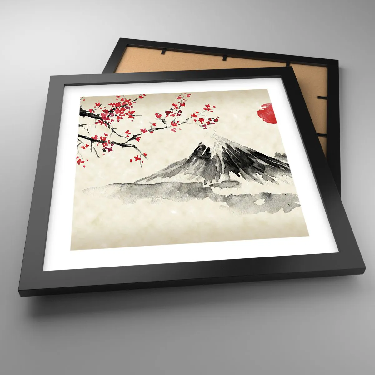 Affiche dans un cadre noir - Poster - Tomber amoureux du Japon - 30x30 cm