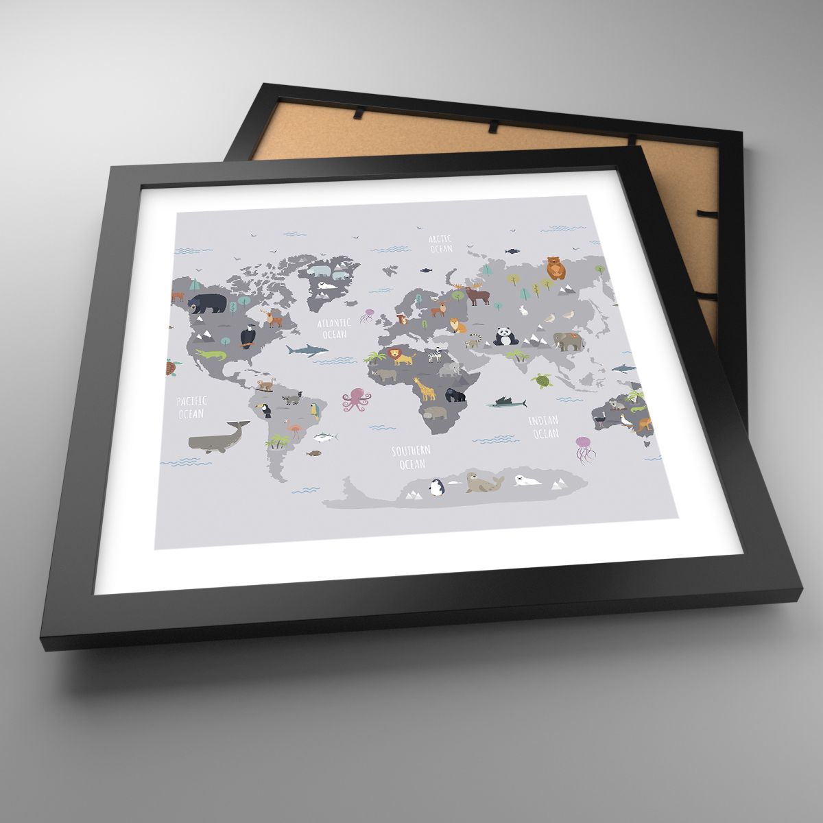 Affiche Carte Du Monde, Affiche Animaux, Affiche Continents, Affiche Pour Les Enfants, Affiche La Science