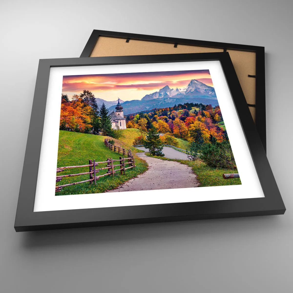 Plakát v černém rámu - Naprosto ideální krajina - 30x30 cm