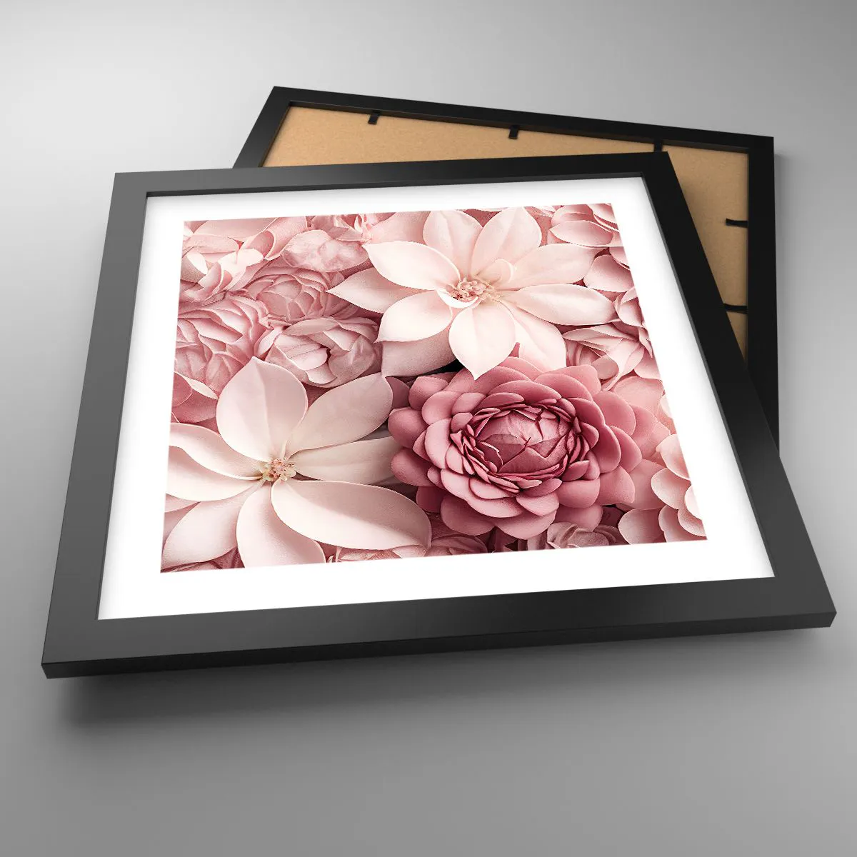 Plakat i sort ramme - I lyserøde kronblade - 30x30 cm