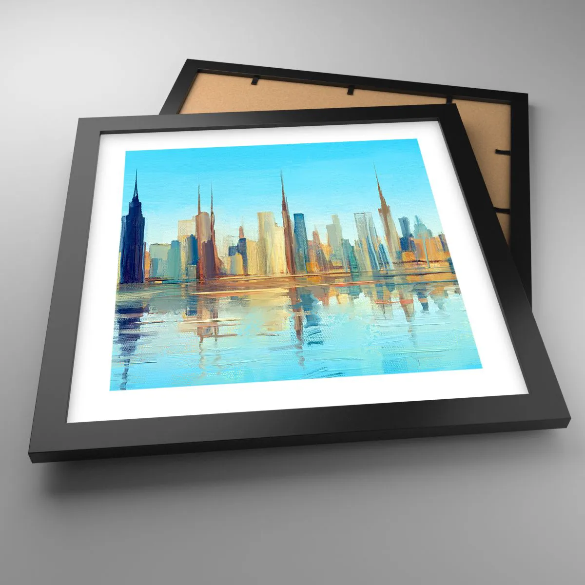 Plakat i sort ramme - Solrig metropol - 30x30 cm