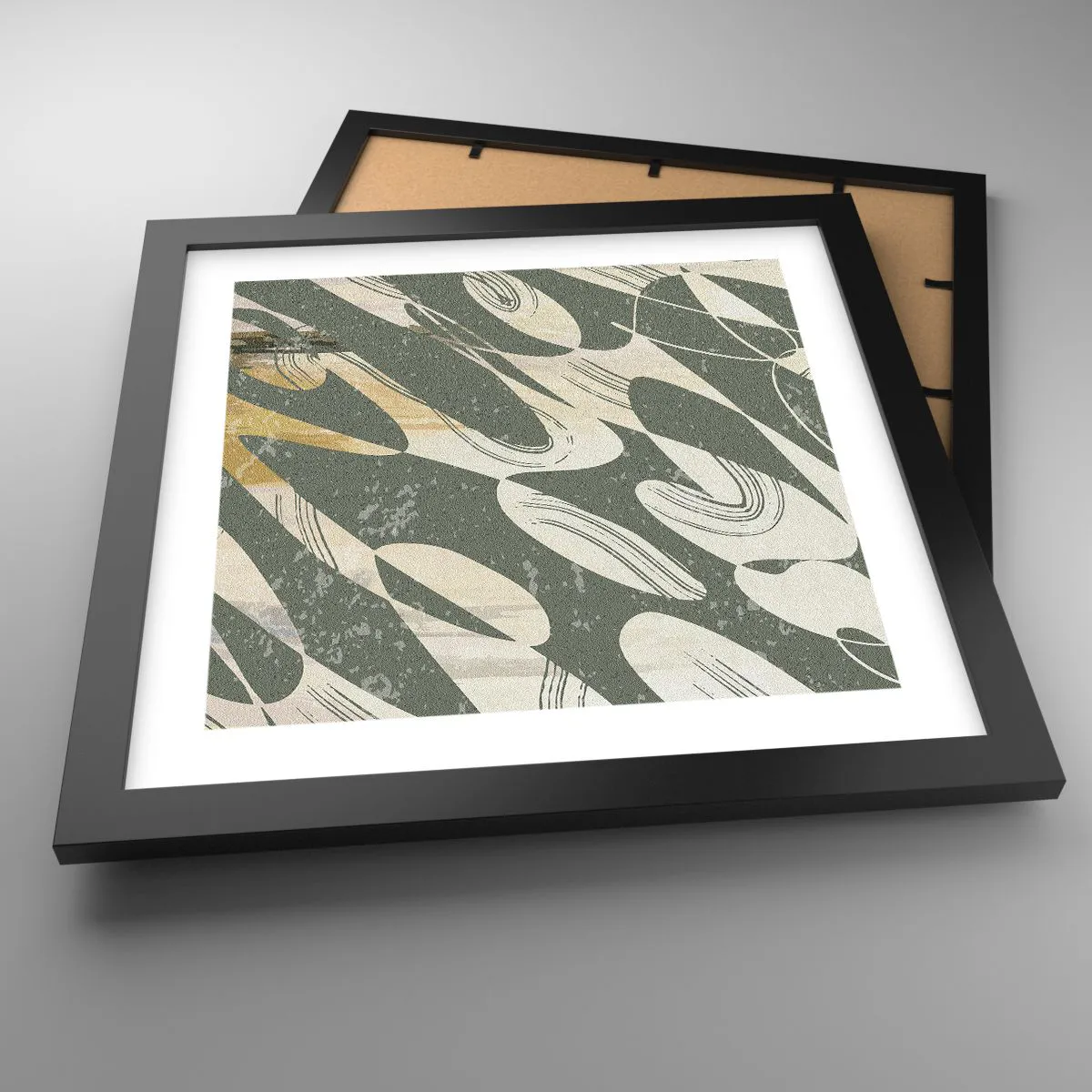 Poster in een zwarte lijst - Ritmische abstractie - 30x30 cm