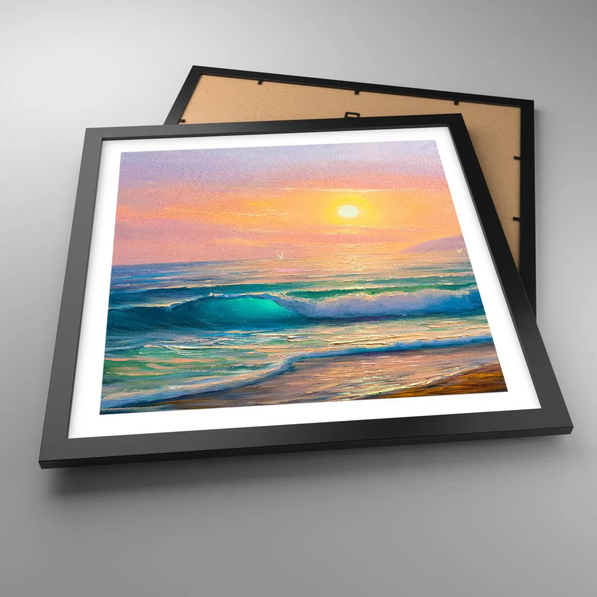 Poszter fehér keretben - A hullámok türkizkék dala - 40x40 cm