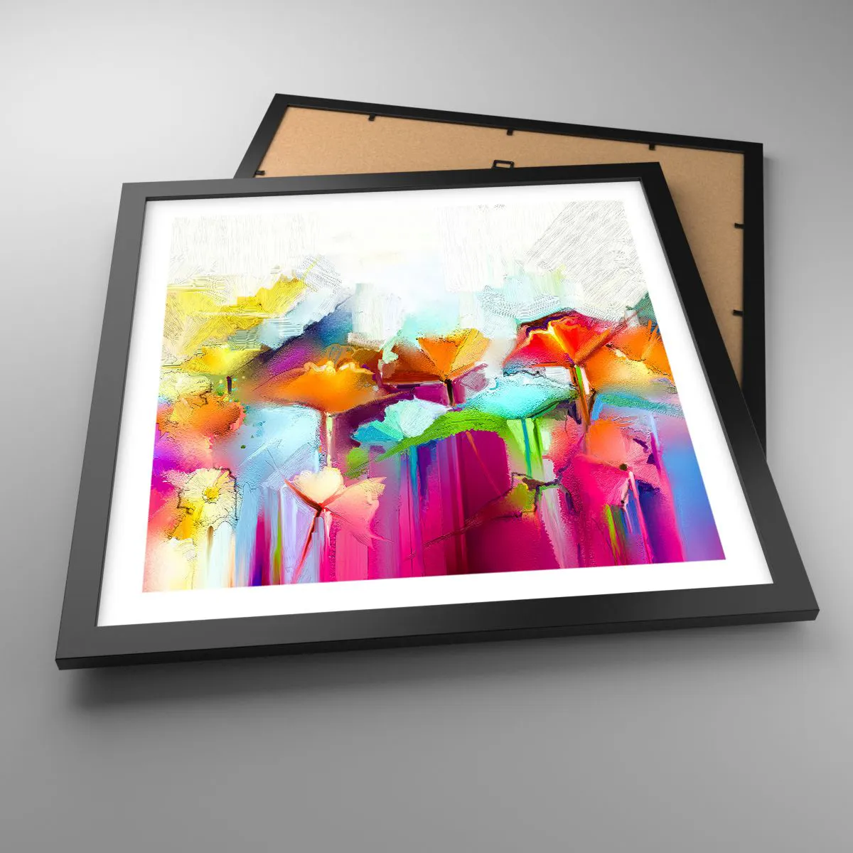 Affiche dans un cadre noir - Poster - L'arc-en-ciel s'est épanoui - 40x40 cm