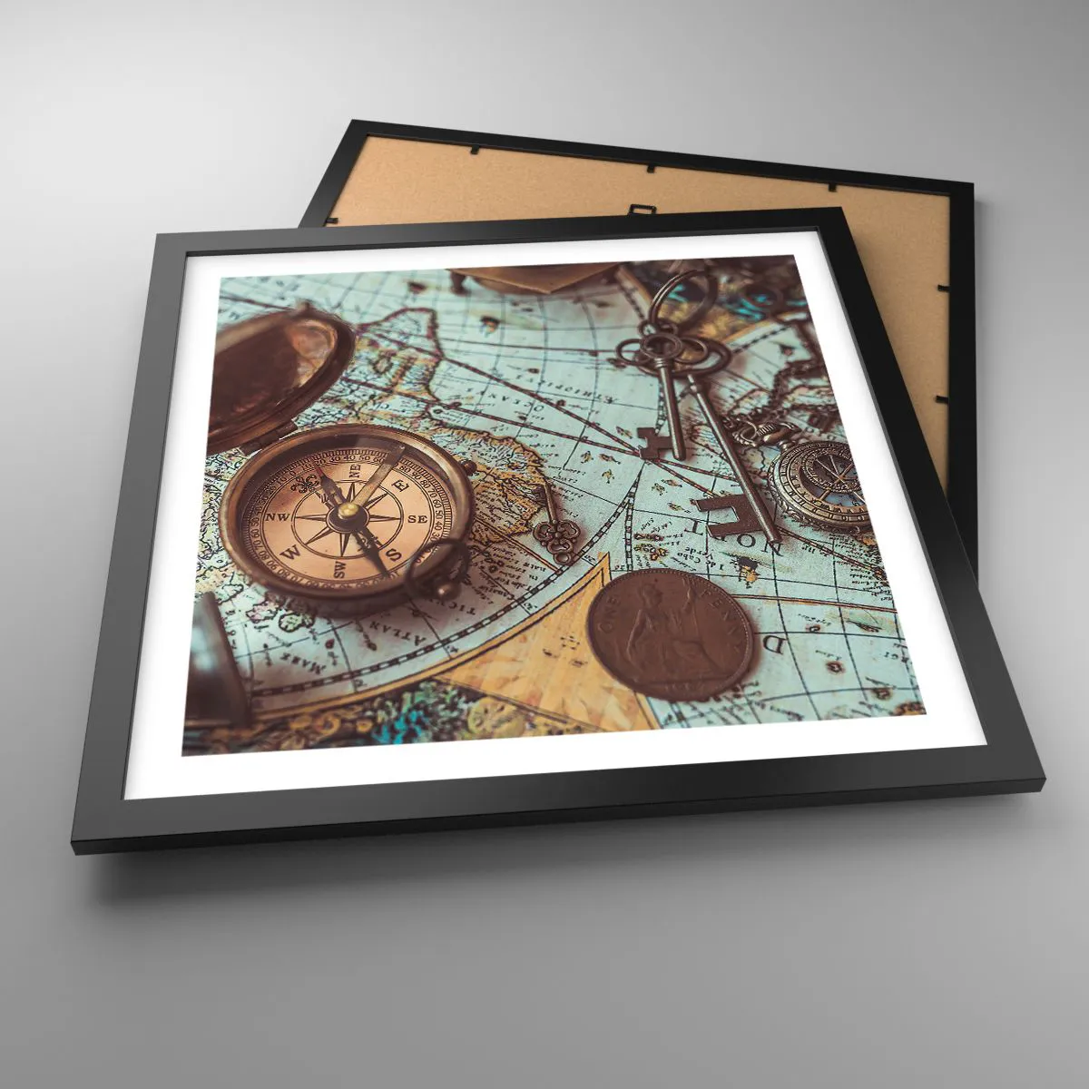 Affiche dans un cadre noir - Poster - Pour ceux qui recherche l'aventure - 40x40 cm