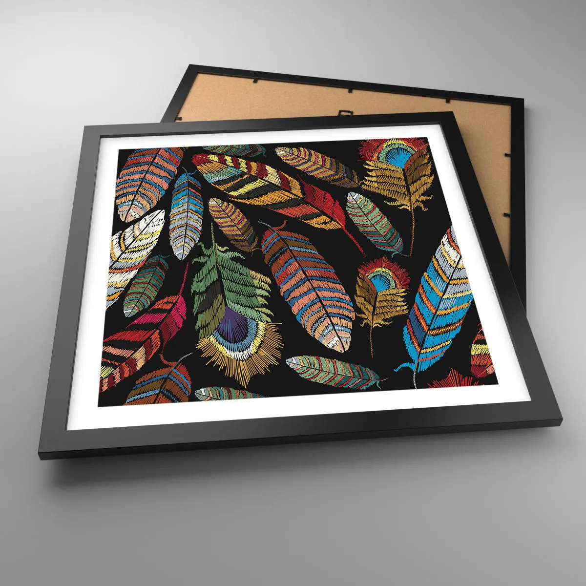 Plakat i sort ramme - Fuglekarneval - 40x40 cm