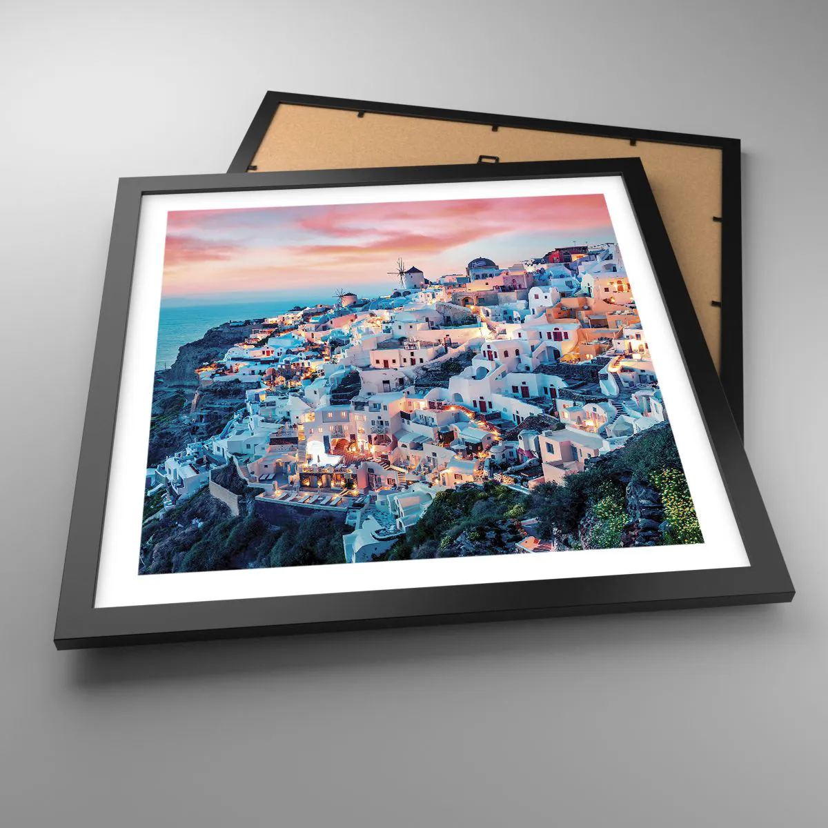 Poster în ramă neagră - Vacanța ta grecească - 40x40 cm